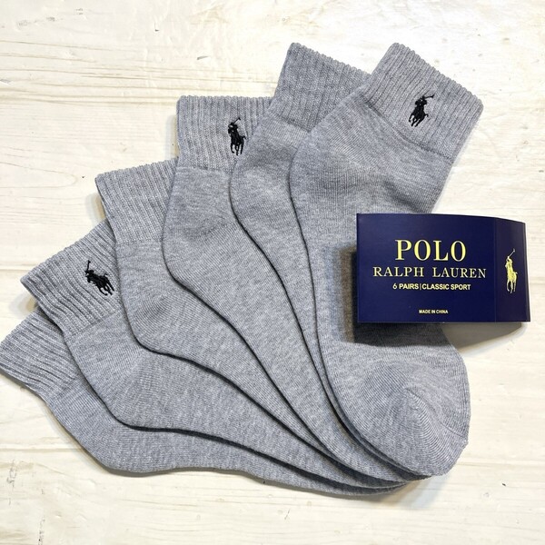 グレー 灰色 3足組 新品 polo RalphLauren ポロラルフローレン ブランド 靴下 ソックス プレゼント ロゴ 正規品 メンズ 紳士靴下 ビジネス