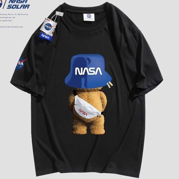 ベアー 日本未入荷 プレゼント ブラック 黒 パーカー 新品 NASA 宇宙飛行士 ハット 半袖Tシャツ Tシャツ メンズ コットン 綿 激かわ 男女兼