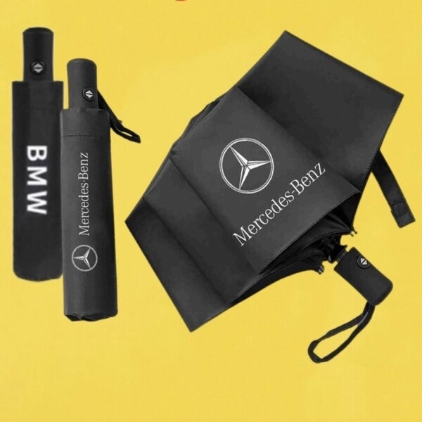 誕生日 プレゼント お返し ギフト 折りたたみ傘 ブラック 黒 ワンタッチ 新品 ブランド傘 Benz ベンツ 晴雨兼用 かさ自動式 アンブレラ