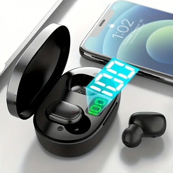 イヤホン Bluetooth5.3 E6S Hi-Fi ワイヤレスイヤホン LED ディスプレイ Bluetooth ブルートゥース ワイヤレス イヤフォン 物理キー 黒