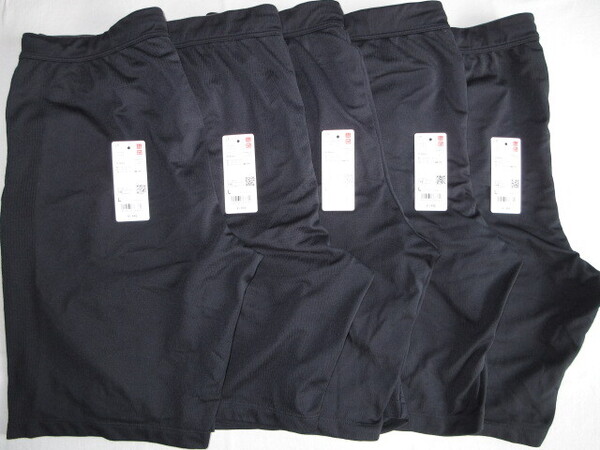 ★古着 色落ち変色有 2022年 UNIQLO ユニクロ ドライEXショートパンツ L ウエスト84-92cm 黒 5点 吸汗速乾 通気性 スポーツ ルームウエア★