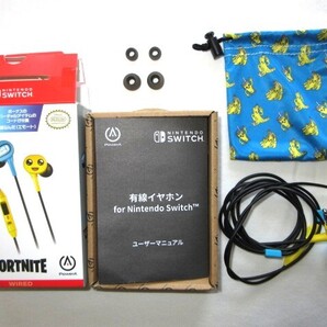 ★中古品 試着のみ PowerA 有線イヤホン for Nintendo Switch フォートナイト ピーリー 3.5mm マイク機能付 携帯や保護に便利な巾着袋付★