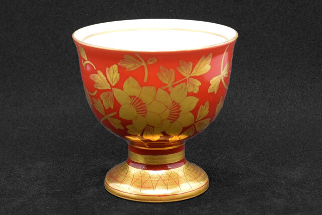 九谷焼大日本九谷造赤絵金彩草花文鳳凰の人物図19cm 深鉢明治期b