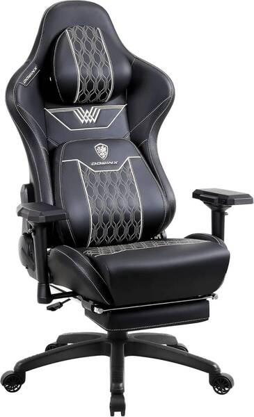 LS-6689L01ゲーミングチェア 肉厚腰クッション 広幅座面 パソコンチェア デスクチェア リクライニングチェア オットマン付き ハイバック
