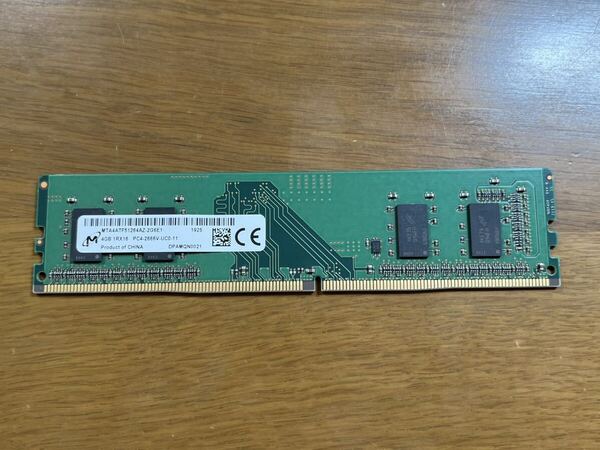 デスクトップ用メモリ Micron PC4-2666V 4GB DDR4 UDIMM MTA4ATF51264AZ-2G6E1 288pin 中古 管LMHY
