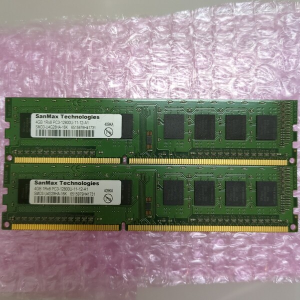 デスクトップ用メモリ SANMAX PC3-12800U 4GB ×2 合計 8GB 管MG5