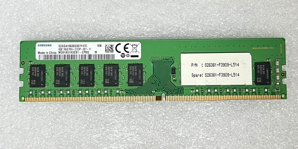 メモリ Samsung M391A5143EB1-CPBQ PC4-17000 DDR4-2133 PC4-2133P ECC Unbuffered 288Pin DDR4 UDIMM 4GB 中古 管ST4C
