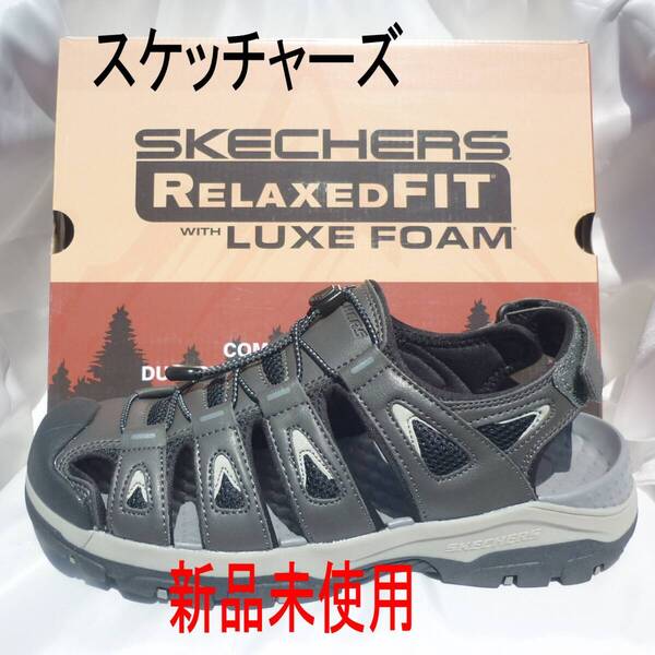 送料無料新品26cm(25cm相当)スケッチャーズトレスメン - アウトシーンメンズサンダルグレー