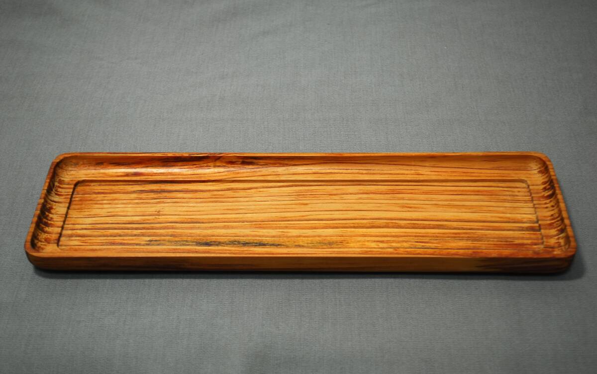 煎茶道具 煎茶盆 黒松 長盆 一文字盆 木製 古美術 工芸品 骨董品