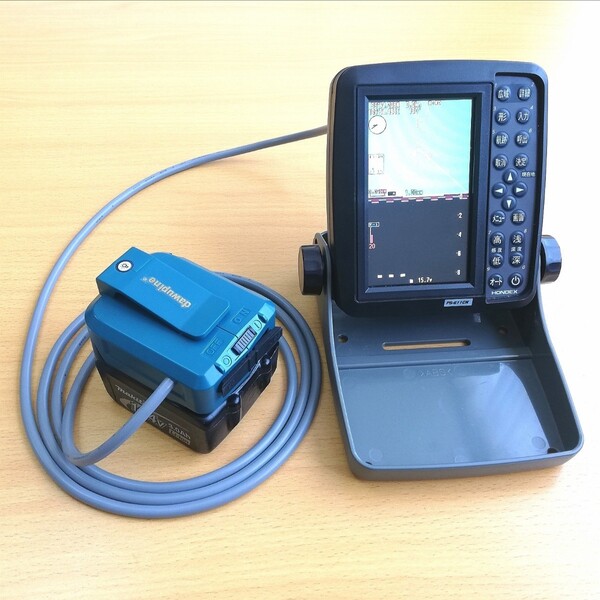 ホンデックス魚群探知機用 マキタバッテリーアダプターコード LEDライト USB端子付【検索】HONDEX FRP ゴムボート送料無料!
