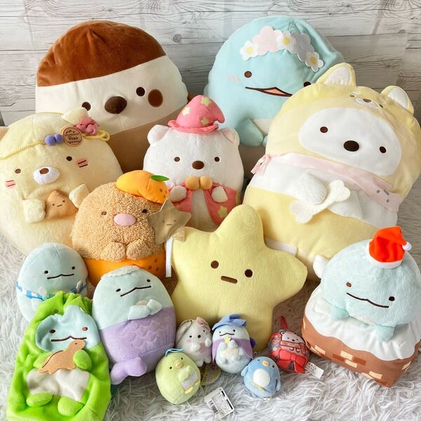 すみっコぐらし ぬいぐるみ 16点セット まとめ売り 大量 タグあり多数 マスコット とかげ グッズセット しろくま 166