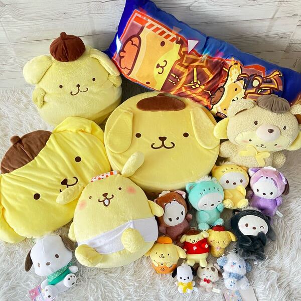 サンリオ ポムポムプリン 丸型椅子 クッション ポチャッコ レッサーパンダ着ぐるみぬいぐるみ 大量 18点セット まとめ売り 180