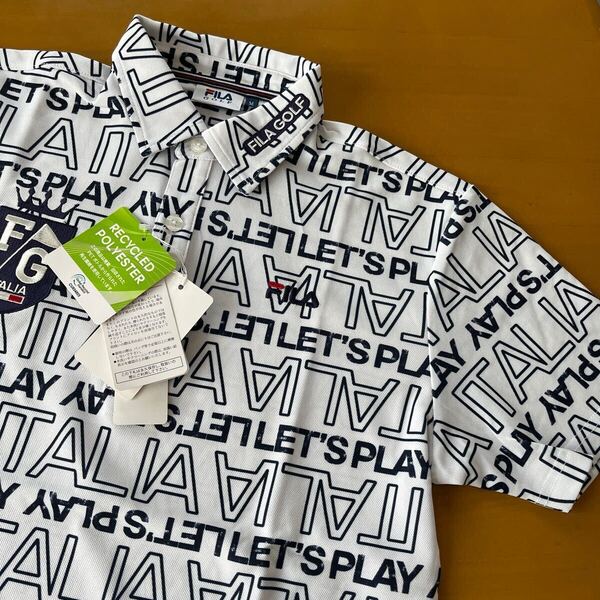 Mサイズ 新品FILAGOLF フィラゴルフ 夏の多機能総ロゴ半袖ポロシャツ UV 吸水速乾 サラッと快適