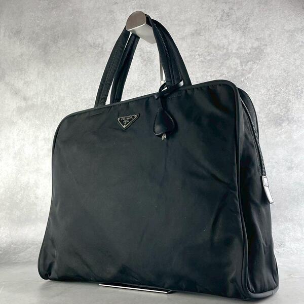 美品 PRADA トートバッグ A4 ハンド ビジネス パソコン ナイロン ブラックプラダ ブラック 黒 三角ロゴ 白タグ ポコノ nero 鞄 かばん