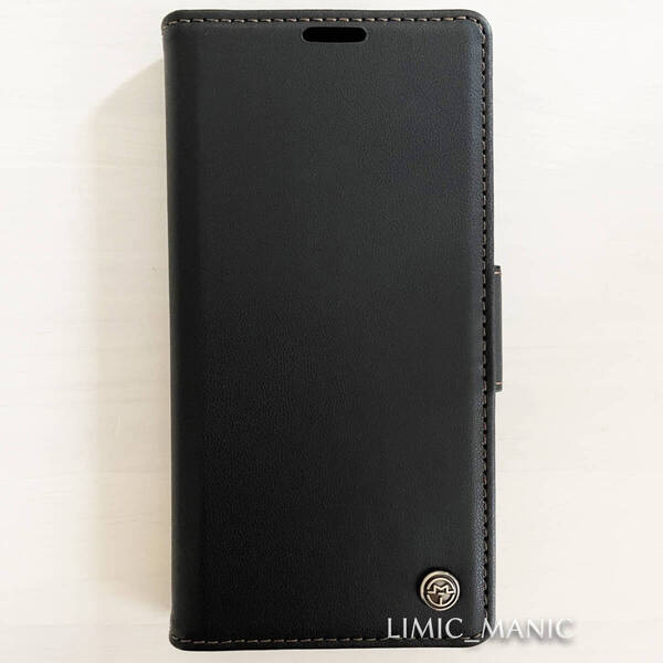 iPhone 14 / 13 手帳型 スマホ ケース サイドマグネット式 ブラック 黒 黒色 スキミング防止 高級PUレザー CaseMe アイフォン