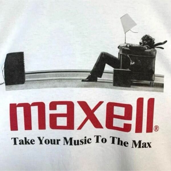 Maxell マクセルTシャツ SALE L サイズ 企業物 ホワイト 白 大幅 デカロゴ 90s USA アメリカ 古着 製 00s STP y2k ヴィンテージ セール