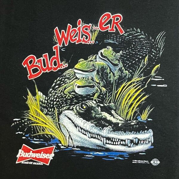 Budweiser バドワイザー ビールTシャツ 両面プリント ワニ 企業物 ビア 動物 90s beer USA y2k 製 ヴィンテージ 爬虫類