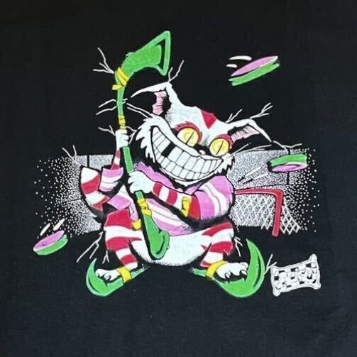 ALICE IN WONDERLAND チェシャ猫 アリスインワンダーランド 不思議の国のアリス Tシャツ 黒 ディズニーランド 映画 アニメ 90s 00s ストア