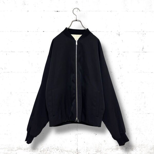 JIL SANDER リバーシブル ボンバー ジャケット ブルゾン ウール ジルサンダー 48 Lサイズ 中綿入り 黒色 ブラック オーバーサイズ