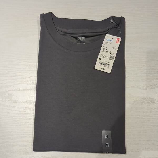 【新品M】ユニクロエアリズムコットンノースリーブTシャツ グレー