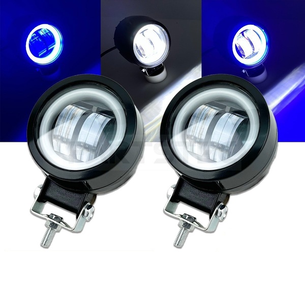 丸型 LED ワークライト ホワイト 2個 ブルー イカリング付 12v 24v デイライトフォグランプ 防水 作業灯 車 バイク 白 青 / 156-93×2 PP*