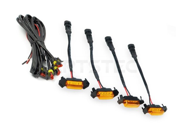 汎用 アンバー LED グリル マーカー 4個セット オレンジ レンズ 12V フロントグリル マーカー ランプ オレンジ SUV クロカン / 156-25 PP*