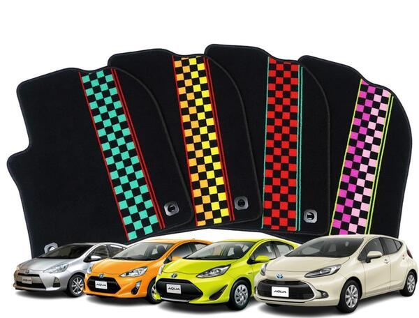 受注生産: トヨタ アクア NHP10 MXPK10/MXPK11/MXPK15/MKPK16 フロアマット 【1台分】 日本製 (車種/生地 選択) AQUA sp NF+