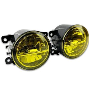 日産 ホンダ スズキ 汎用 イエロー LED フォグランプ ユニット 左右セット H8 H11 H16 後付 純正交換 社外 フォグユニット黄 / 147-131 NB*