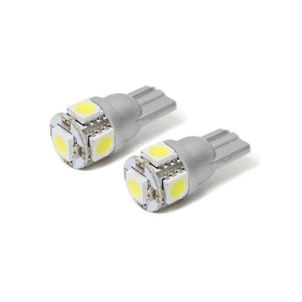 12V T10 ホワイト LED ウェッジ バルブ 2個セット ポジション ナンバー灯 3chip 5050SMD×5発 ショート設計 白 / 46-56×2 NG*