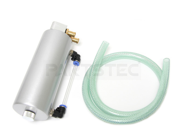 アルミ製 オイルキャッチタンク シルバー 400ml ゲージ付 丸型 ジムニー JB23W/JA11 シルビア S14/S15 180SX AE86 R34 R32 他/ 147-147 PP*