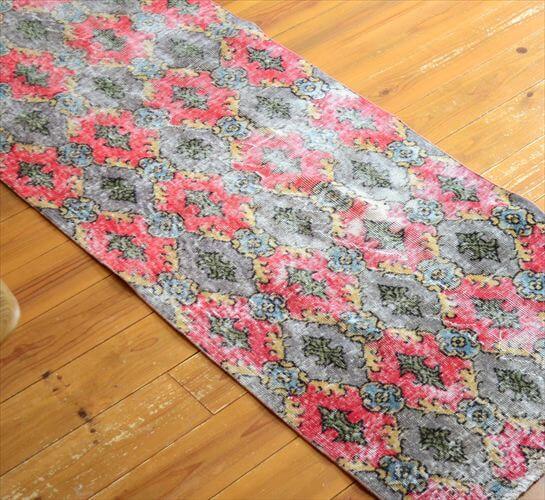 トルコ Isparta産 オールドキリム ラグ 200x88cm リビング アウトドア キャンプラグとしても 絨毯 カーペット ウール ig4480
