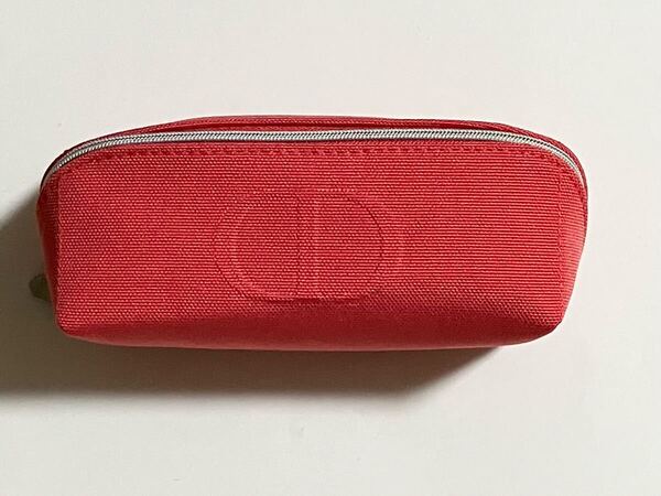 未使用 DIOR ポーチ コスメポーチ ペンケース 筆箱 小物入れ ディオール Christian Dior ポピーレッド ピンク スクエアポーチ