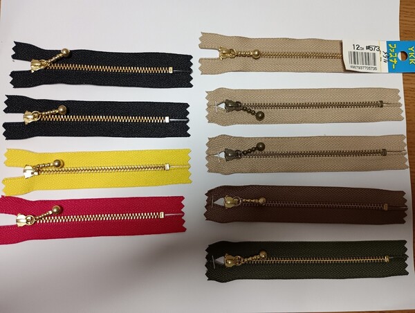 ☆未使用☆YKK ファスナー☆10cm 4本&12cm 5本☆合計9本セット☆