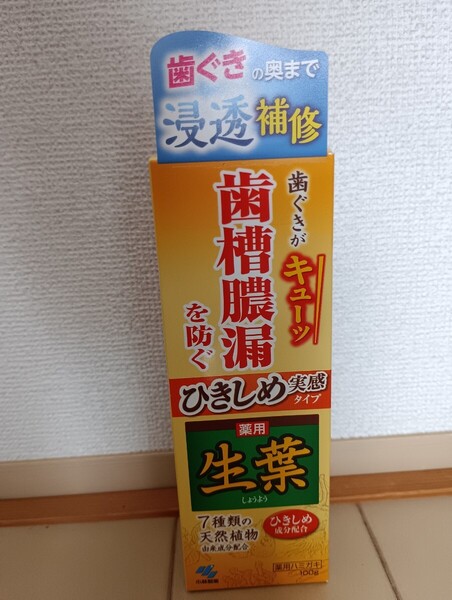 ☆新品☆歯槽膿漏を防ぐ☆薬用ハミガキ☆生葉☆ひきしめ実感タイプ☆100g 1本☆歯磨き粉☆小林製薬☆☆