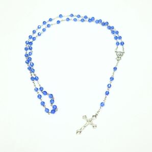 ビンテージ 青ビーズ ロザリオネックレス エルサレム 古着屋 ブルー キリスト教 60s 70s 80s 90s ユーロ フランス イタリア