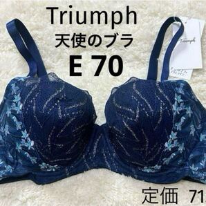 E70 ネイビーラメ 天使のブラ Triumph スリムライン ブラジャー トリンプ ワイヤー
