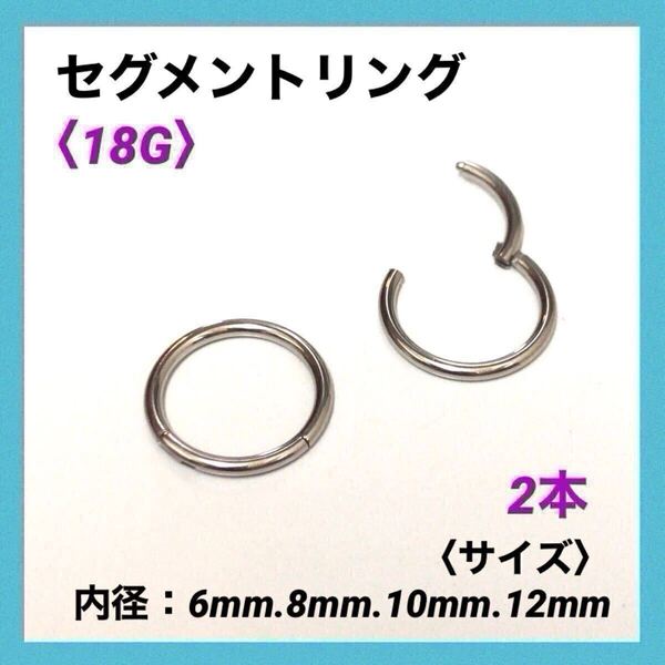 2本 セグメントリング 18G内径6mm フープピアス ボディピアス