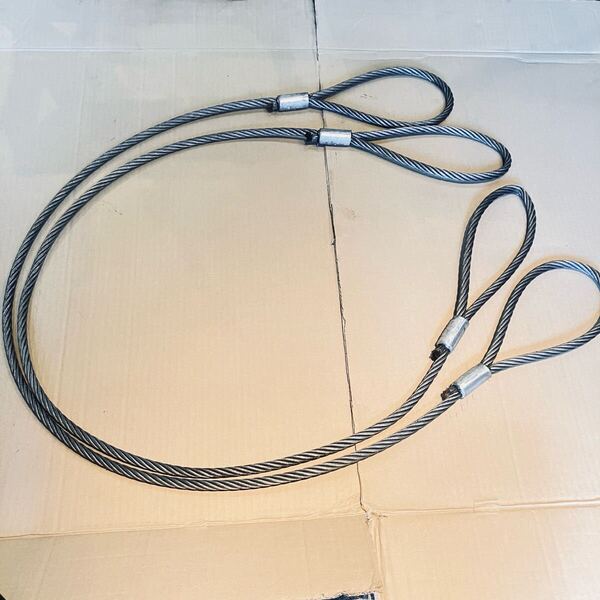 2 中古品 ワイヤーロープ ワイヤー径:約12mm ワイヤー長:約2m ※2本セット