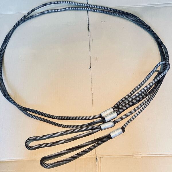 中古品 ワイヤーロープ ワイヤー径:約12mm ワイヤー長:約3m ※2本セット