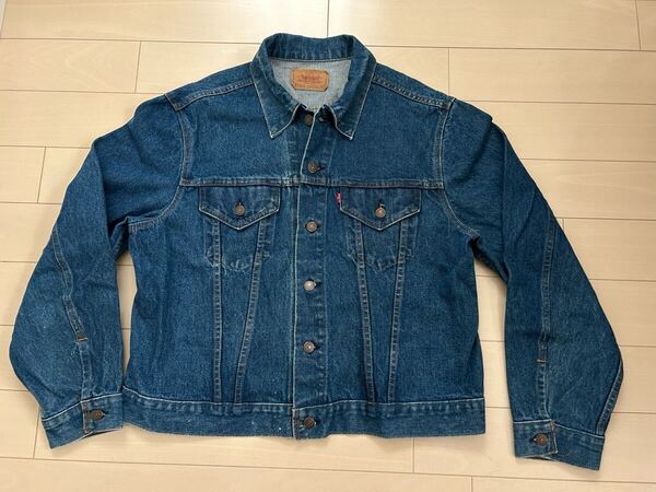 送料無料 濃紺 70s ヴィンテージ 70505 サイズ48 リーバイス 3rd 4th デニムジャケット USA製 Levis ビッグサイズ スモールe ボタン裏I