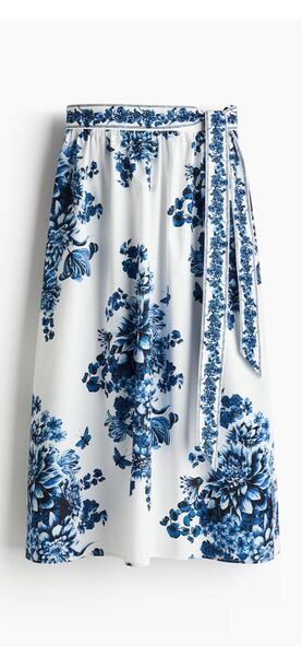 新品★H&M エイチアンドエム★タイディテールポプリンスカート XS フレア コットン 花柄