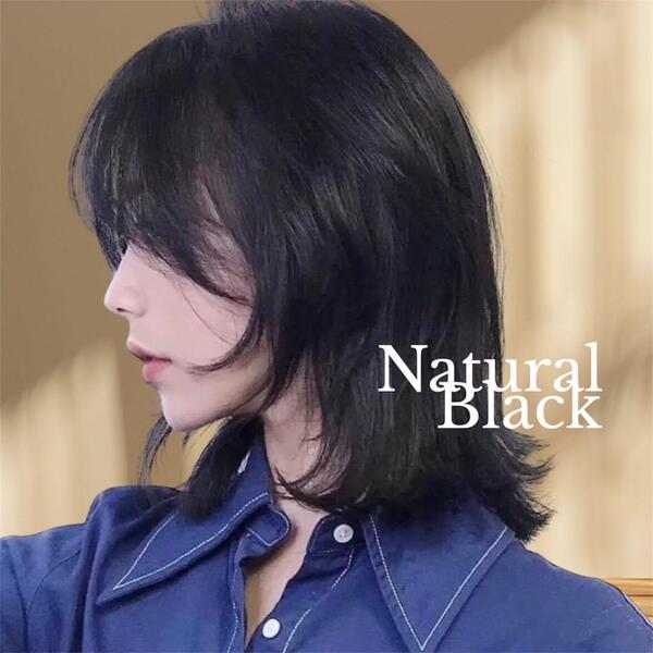 ロングウルフレイヤー 黒 ストレート フルウィッグ ミディアム可愛い 韓国かっこいいハンサム コスプレ かつら 付け毛 ディズニー