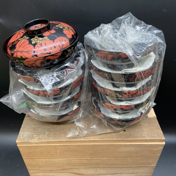 吸物椀 金彩 漆 花 絵 木製 10客 木箱 - メルカリ