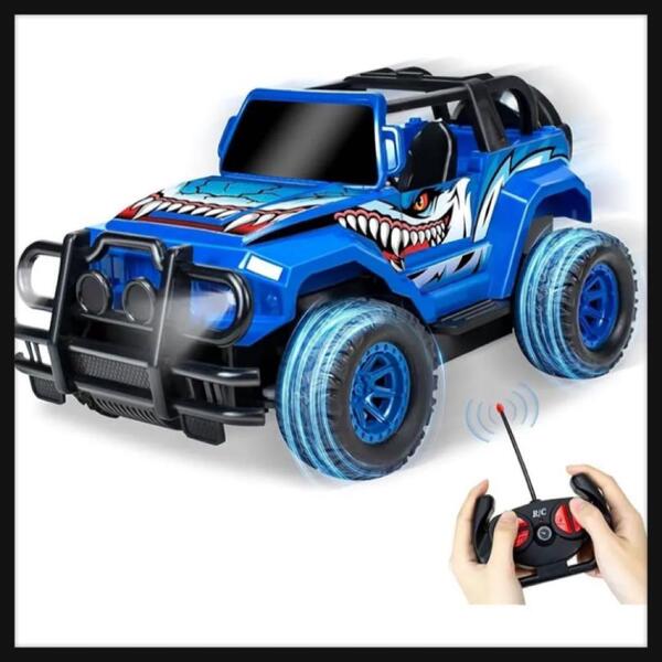 ラジコンカー こども向け オフロード ジープ 2.4GHz 電動 RCカーブルー