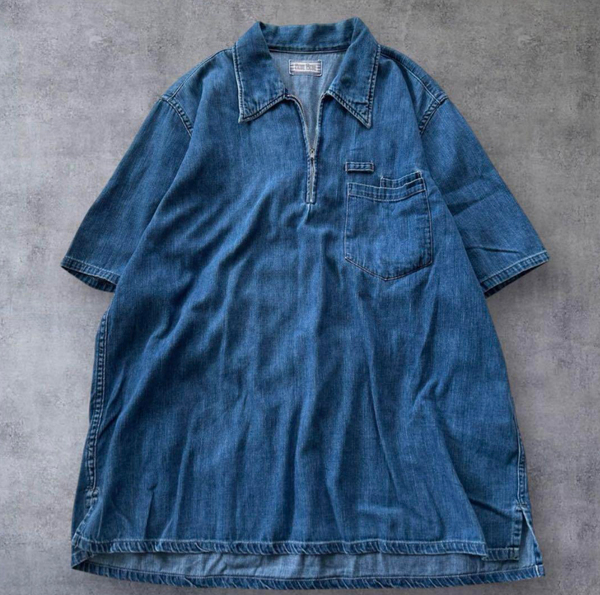 ■ HOLLYWOOD RANCH MARKET BLUE BLUE ハリウッドランチマーケット ハーフジップ デニムシャツ