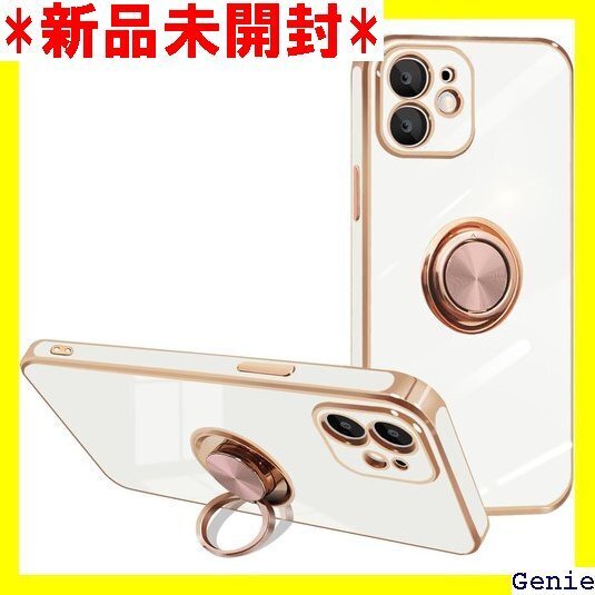 iPhone 12 ケース リング付き 車載ホルダー対 12 耐衝撃 TPU カバー 6.1インチ用 ホワイト 27