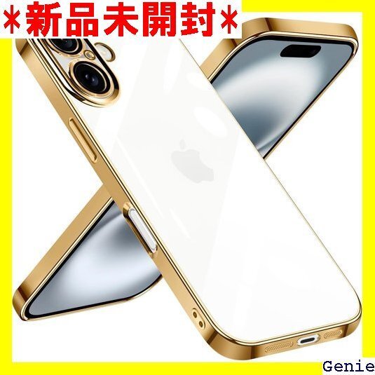 iPhone 16 用 ケース クリア 耐衝撃 iPh 落下防止 ストラップホール付き メッキ加工- ゴールド 95