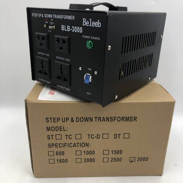 【通電確認済】3000W 変圧器 オートステップアップ ステップダウン 昇圧トランス /Y30623-I2
