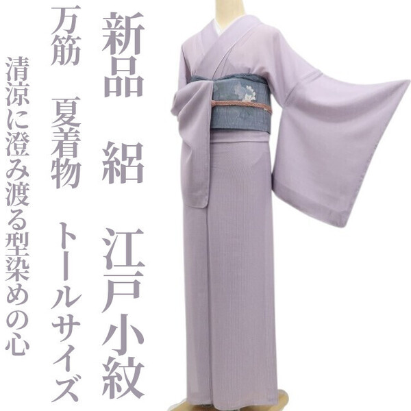 tomihisa 新品 絽 万筋 夏着物 正絹“語り継がれる小紋の王道…清涼に澄み渡る型染めの心”仕付け糸付 トールサイズ 江戸小紋 5918