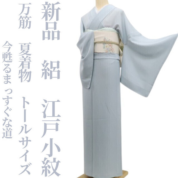 tomihisa 新品 絽 万筋 夏着物 正絹“語り継がれる小紋の王道…今甦るまっすぐな道”仕付け糸付 トールサイズ 江戸小紋 6088